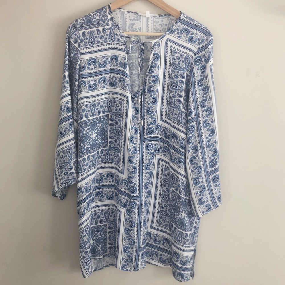 Olivaceous | Geometric Paisley Pattern Shift Dress